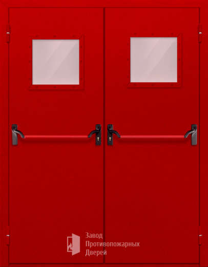 Фото двери «Двупольная со стеклопакетом и антипаникой (красная)» в Туле