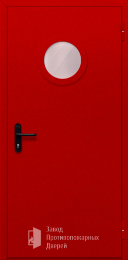 Фото двери «Однопольная с круглым стеклом (красная)» в Туле