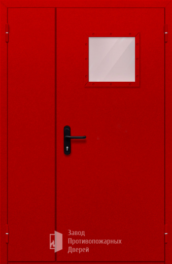 Фото двери «Полуторная со стеклопакетом (красная)» в Туле
