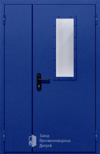 Фото двери «Полуторная со стеклом (синяя)» в Туле