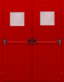Фото двери «Двупольная со стеклопакетом и антипаникой (красная)» в Туле