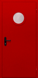 Фото двери «Однопольная с круглым стеклом (красная)» в Туле