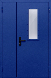 Фото двери «Полуторная со стеклом (синяя)» в Туле