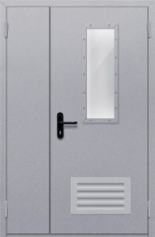 Фото двери «Полуторная со стеклом и  решеткой» в Туле