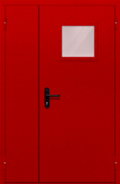 Фото двери «Полуторная со стеклопакетом (красная)» в Туле