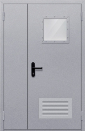 Фото двери «Полуторная со стеклопакетом и решеткой» в Туле