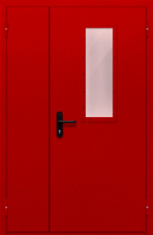 Фото двери «Полуторная со стеклом (красная)» в Туле