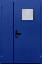Фото двери «Полуторная со стеклопакетом (синяя)» в Туле